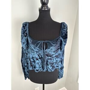 NWOT Free People Bali Heirloom Rose Crushed Velvet Crop Top - Size XS